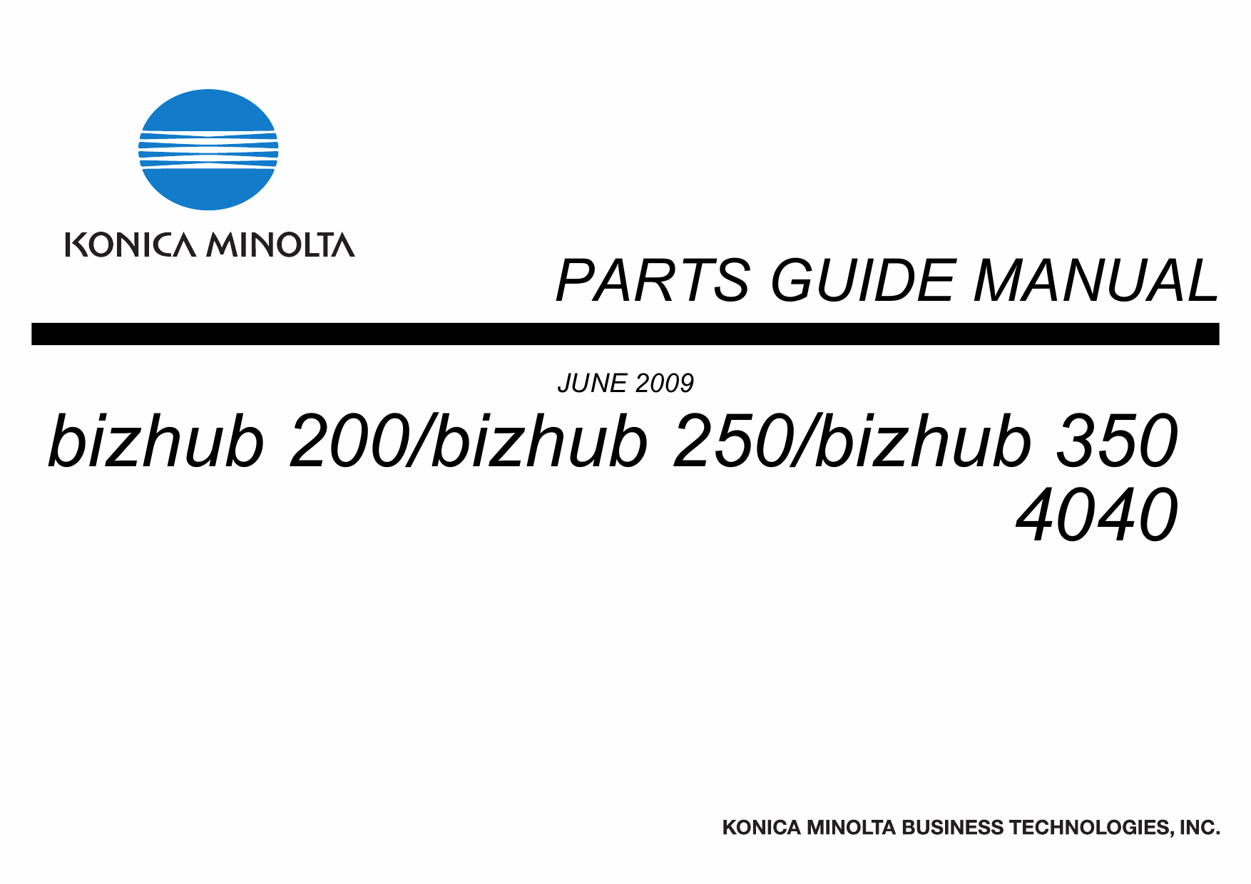 Konica-Minolta bizhub 200 250 350 Parts Manual-1